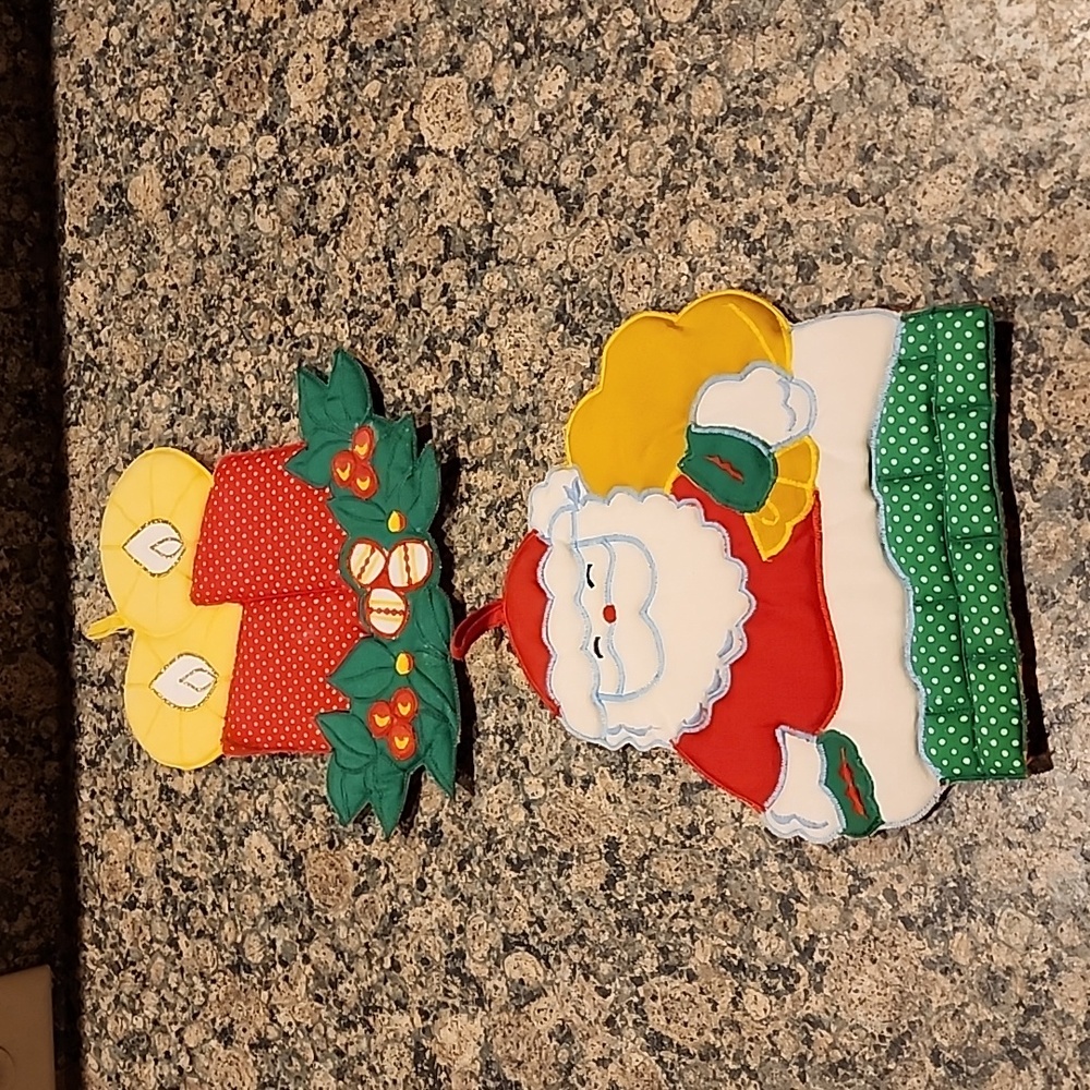 Vintage Franco Santa and Candle Potholders
